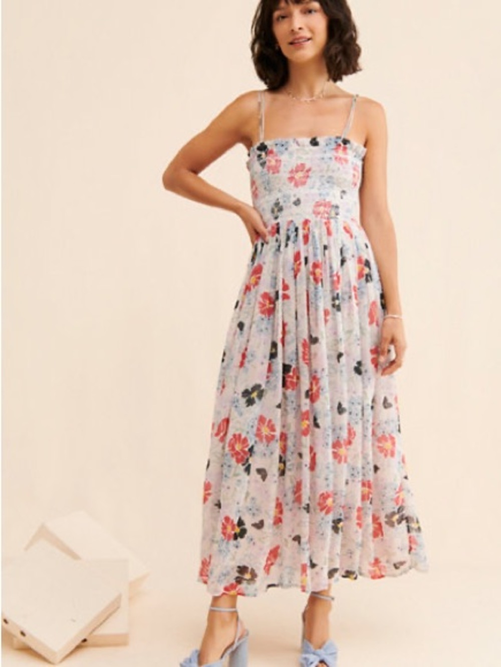Anthropologie x Lily and Lionel:  Jessica detachable strap poppy midi dress